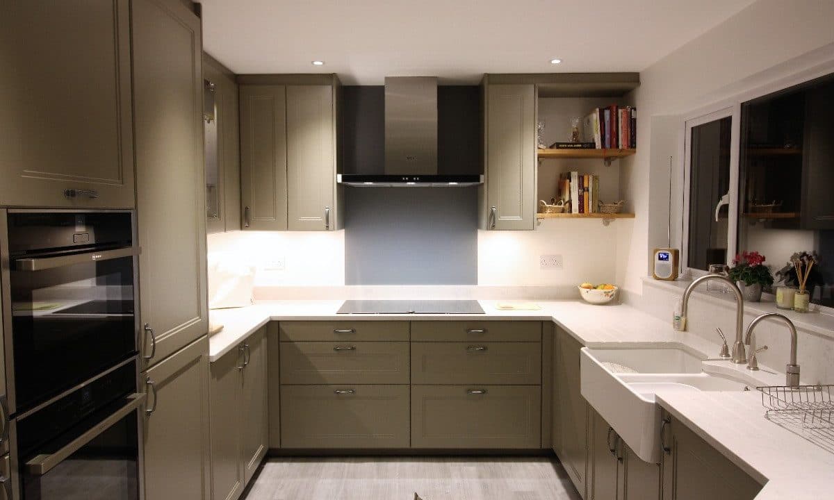 contemporary kitchen and cloakroom