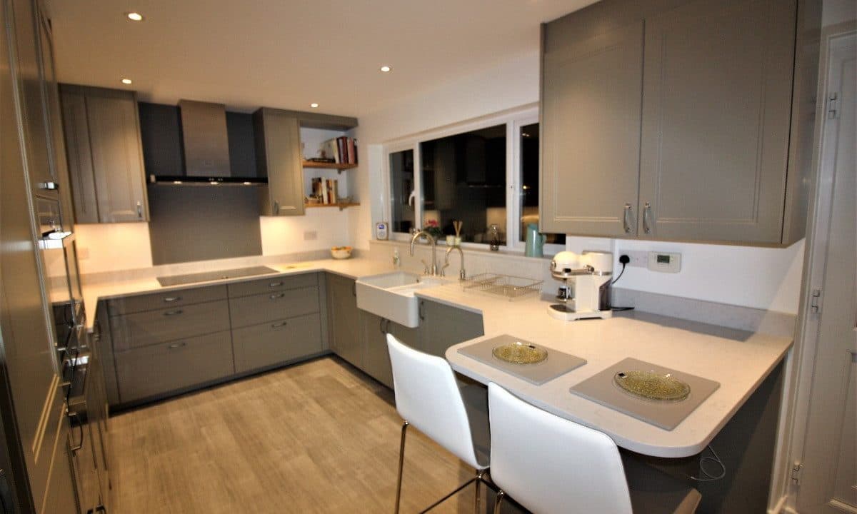 contemporary kitchen and cloakroom