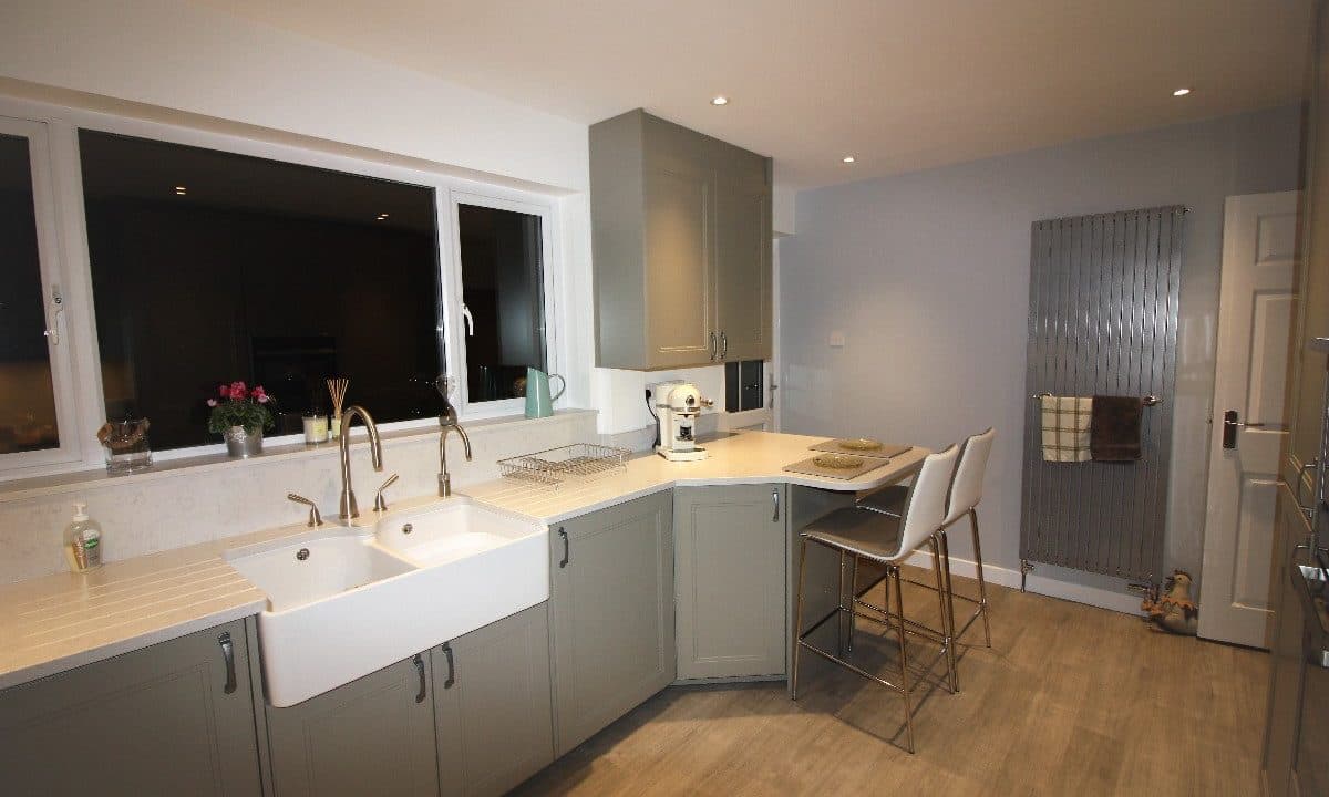 contemporary kitchen and cloakroom